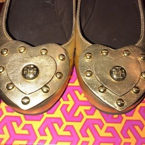 Tory Burch Gold Heart Ballet Flats